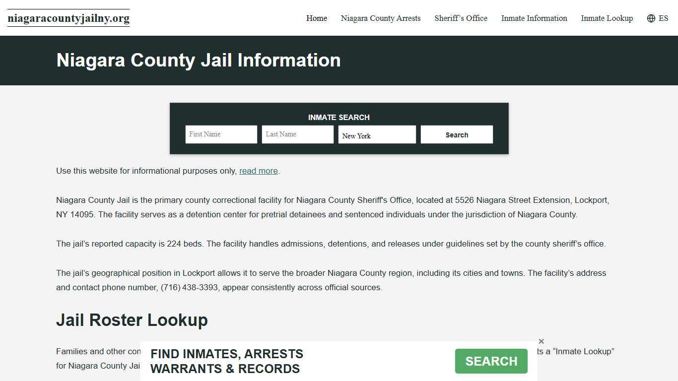 Niagara County, NY Jail Roster, Inmate Info